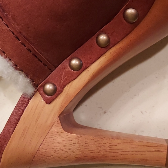 Coach-Georgia waxy leather mules.  Whiskey with soft lining and wood heel.  7. - Picture 11 of 15